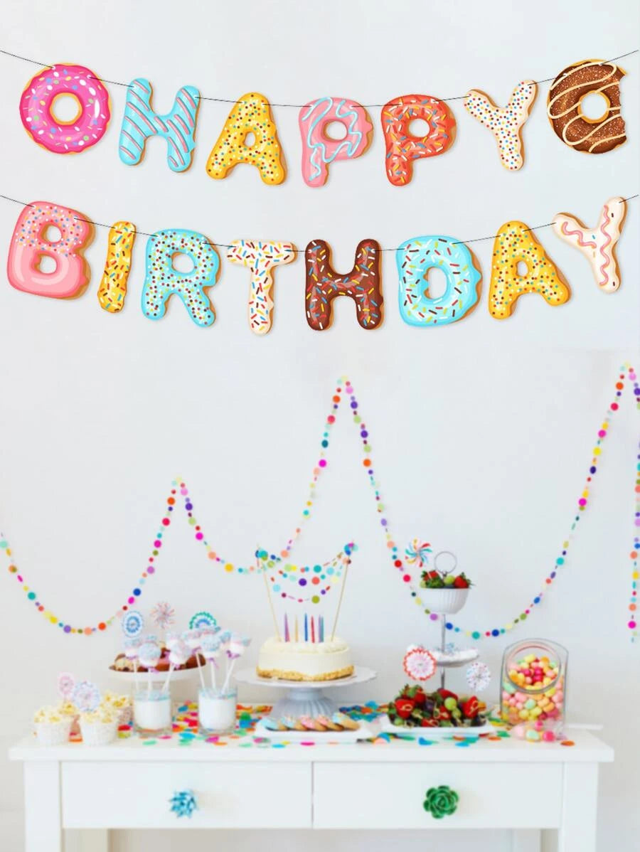 Donut Happy Birthday Banner