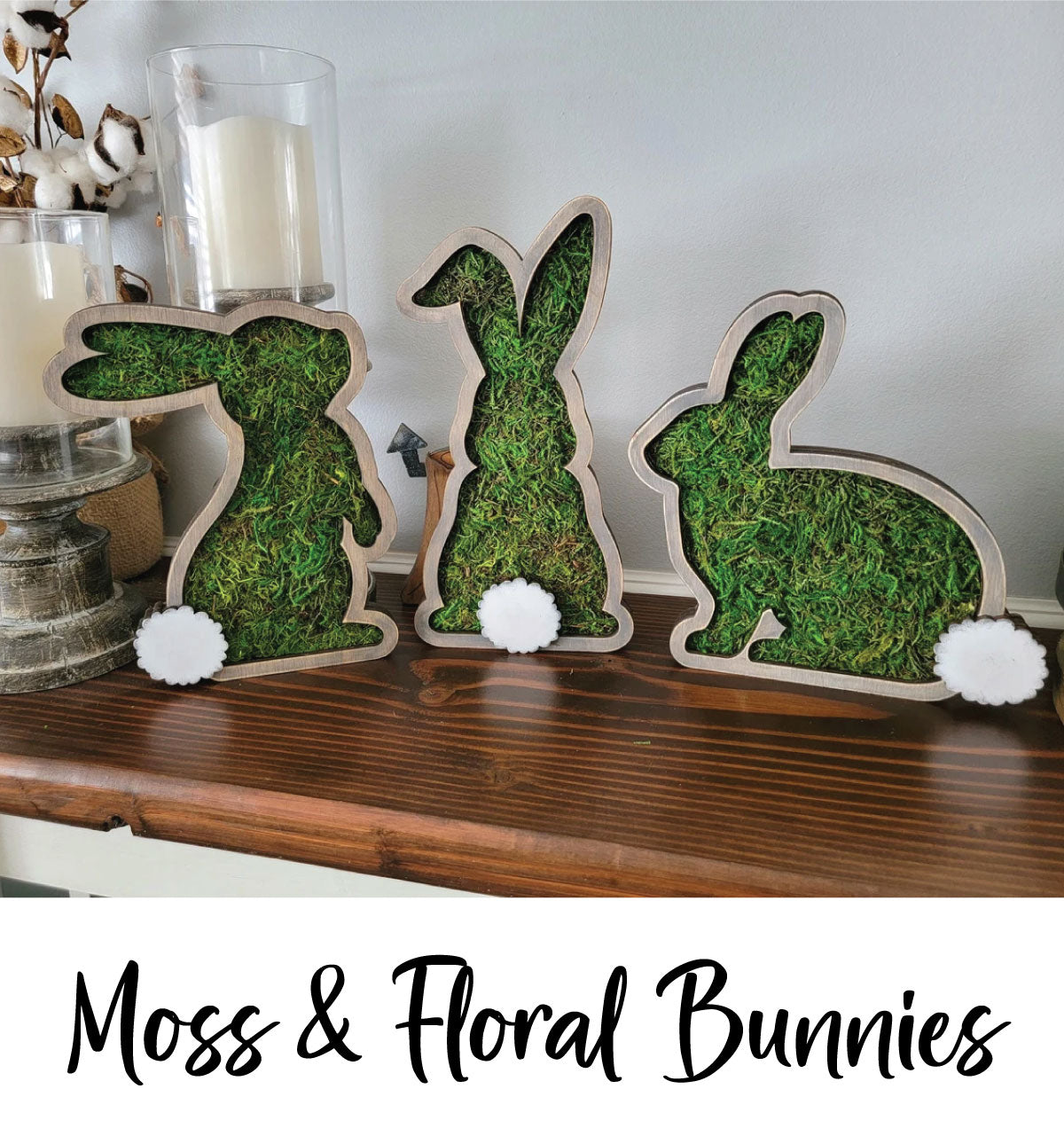 3/18 Moss & Floral Bunny Shelf Sitter Set - 7PM