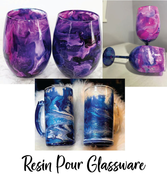3/25 Resin Pour Glassware Set Workshop @7PM