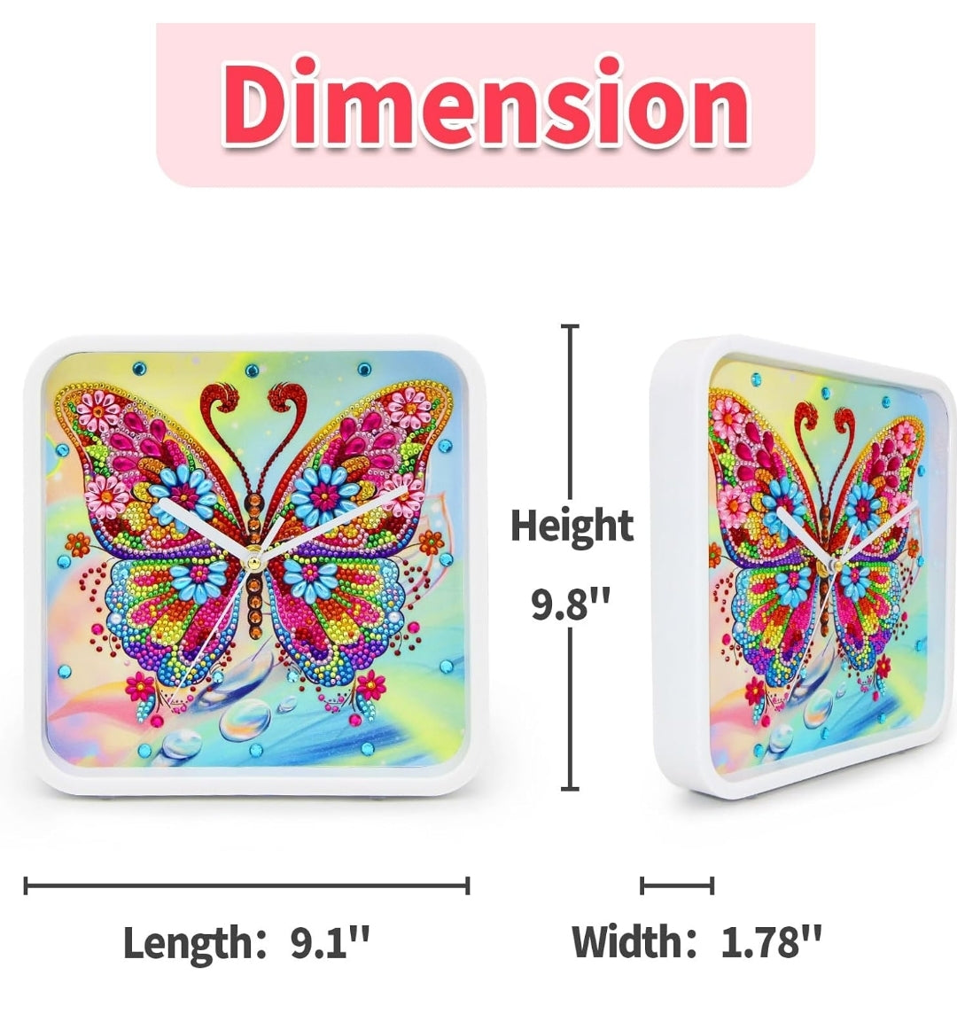 Diamond Painting Butterfly Clock